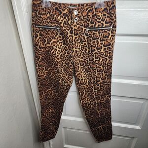 Zara Cheetah print skinny pants Zipper Accent Size 4